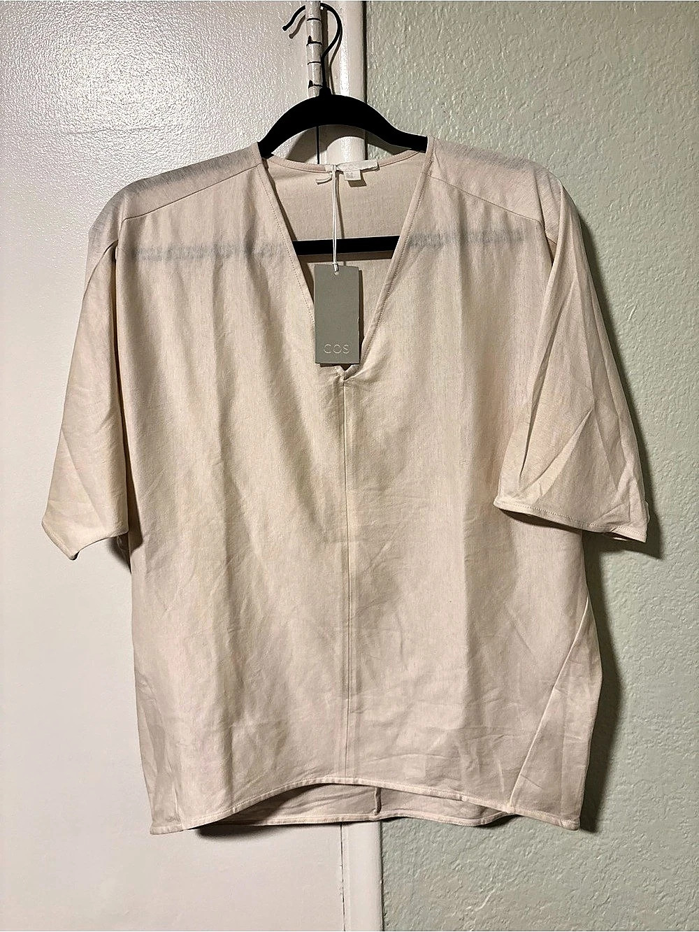 COS Short Sleeve Blouse in Cream Size XS NWT